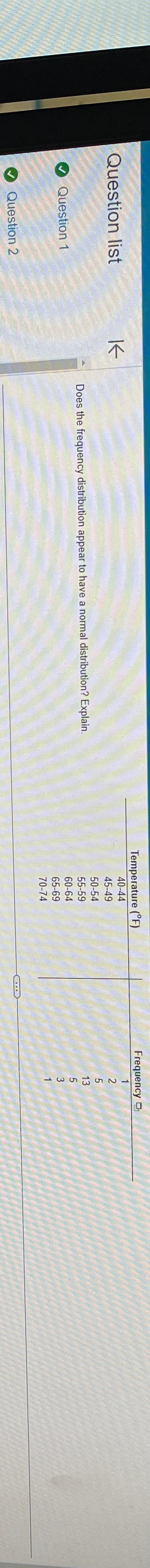  Question list Question 1 Question 2 