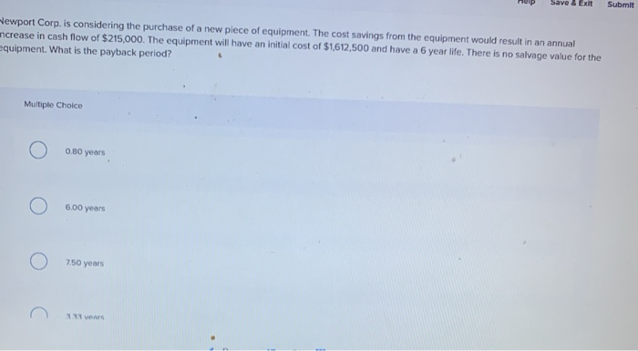  ewport Corp. is considering the purchase of a new piece of