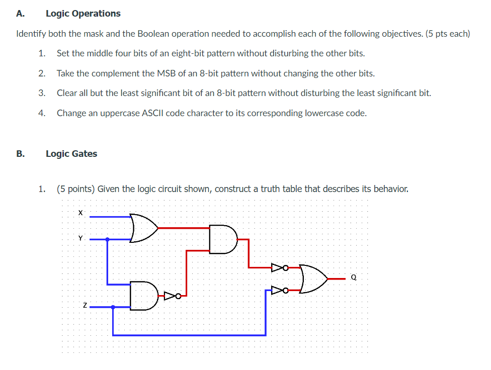  A. Logic Operations Identify both the mask and the Boolean operation