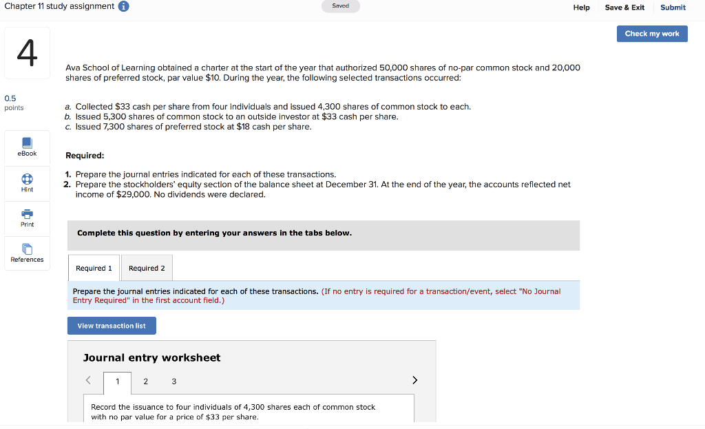  Chapter 11 study assignment Saved Help Save & Exit Submit Check
