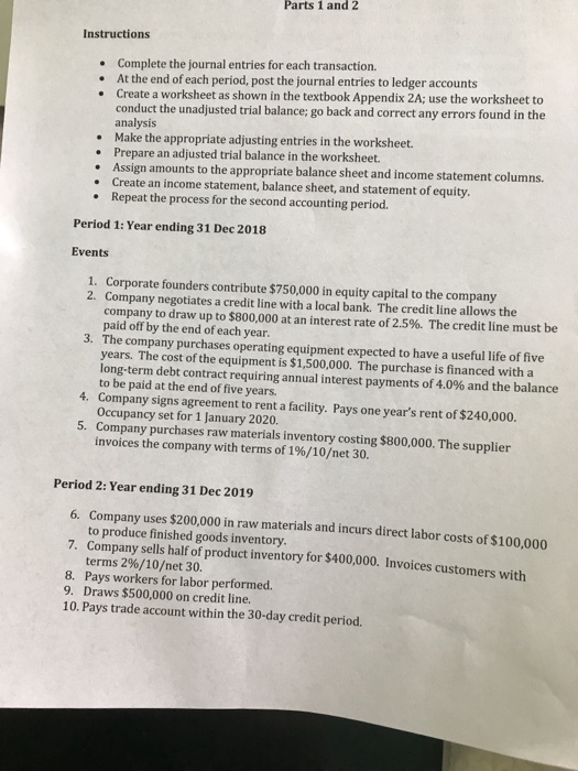  only need help with part 2 i need help with journalizing