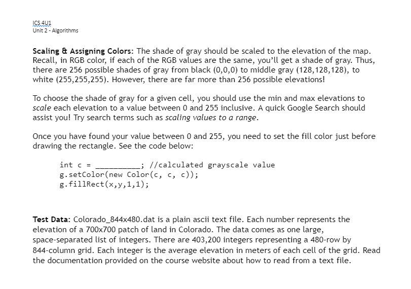 array and write methods to compute paths through the mountains as well