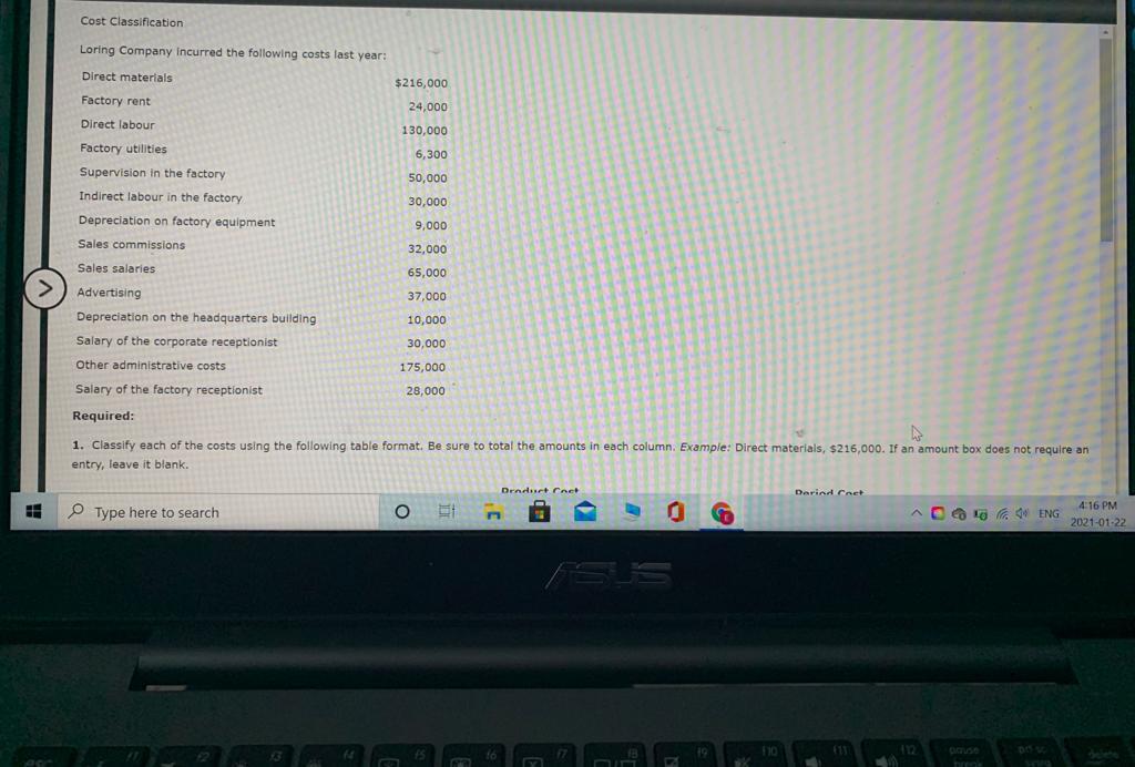 Salary of the corporate receptionist Other administrative costs Salary of the factory