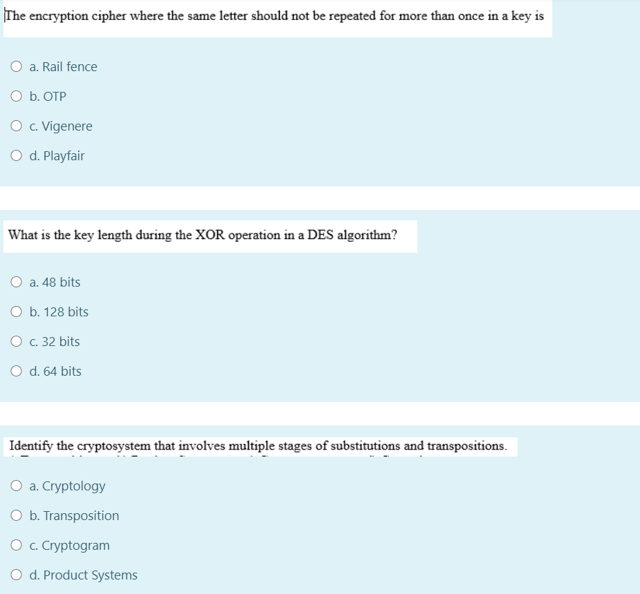  The encryption cipher where the same letter should not be repeated