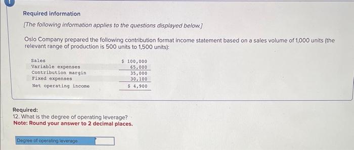 on a sales volume of 1,000 units (the relevant range of production