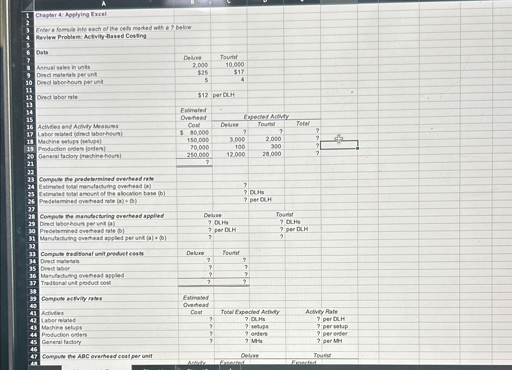  Applying excel managerial accounting 
