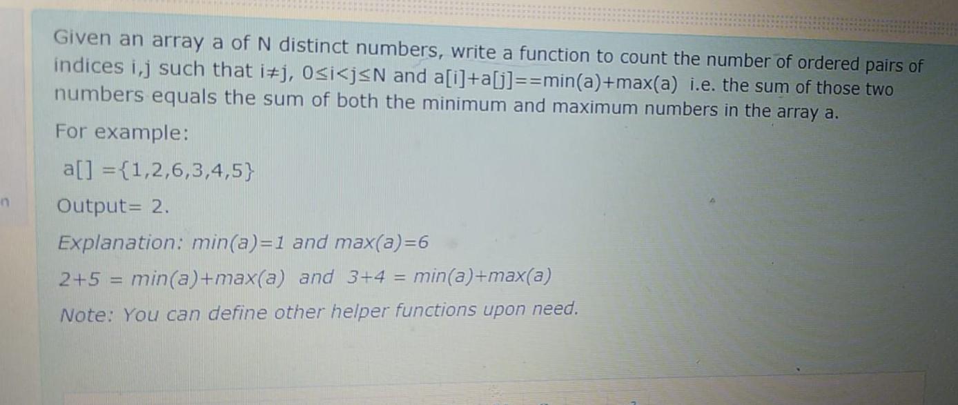 c++ Given an array a of N distinct numbers, write a