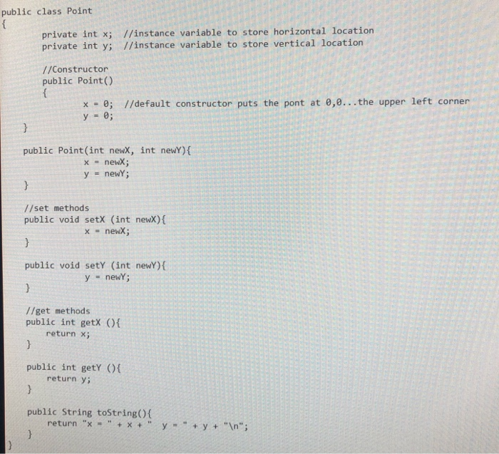 class. Refer to the point program created for Lab #1 a. Make