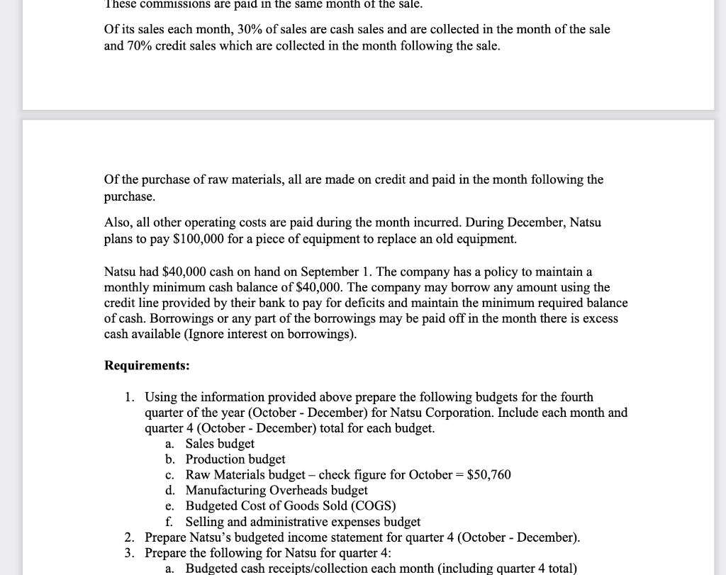 and show formulas for how you got answers plz Natsu Dragneel manufactures