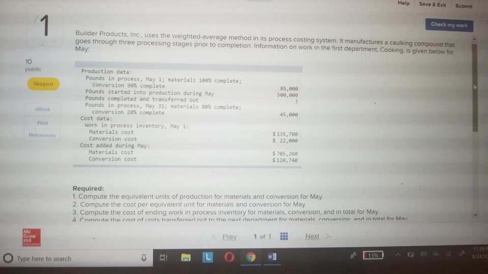 Help Save & Exit Submit Check my work Builder Products, Inc,