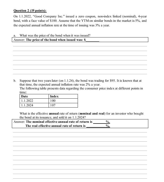 solve Q2 in 40 mins thanks Question 2 (19 points): On