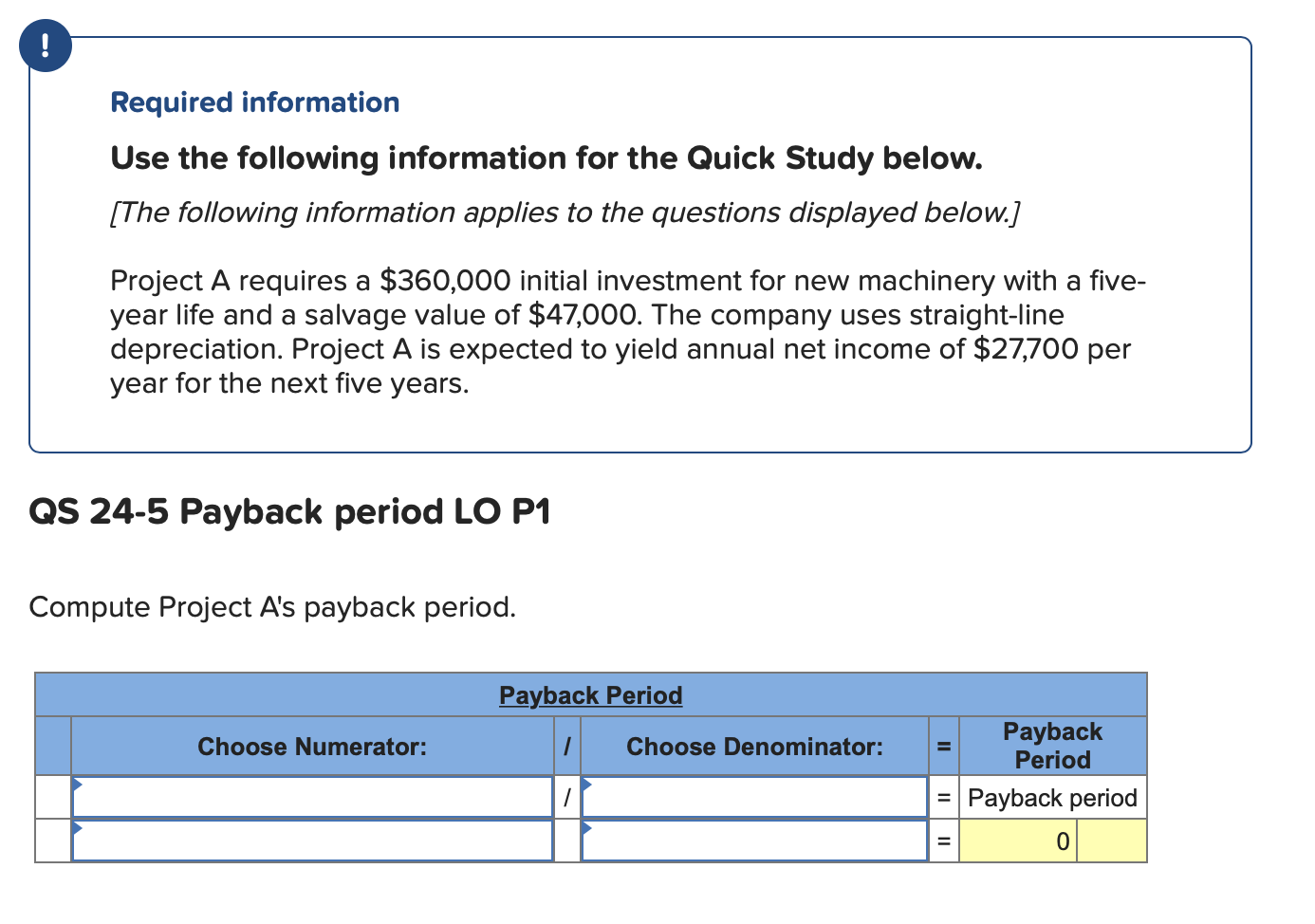 Required information Use the following information for the Quick Study below.