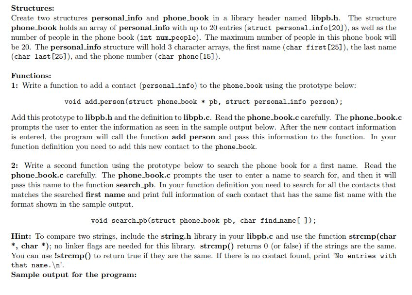  phone_book.c #include #include #include "libpb.h" int main () { char cont;