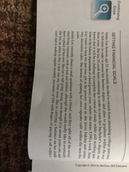  I need help on questions 2 and 3. Continuing Case SETTING