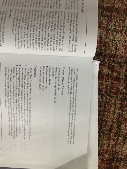 FINANCIAL GOALS Jamie Lee Jackson, age 24, has recently decided to switch