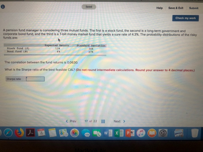  Help Save & Exit Submit Check my work A pension fund