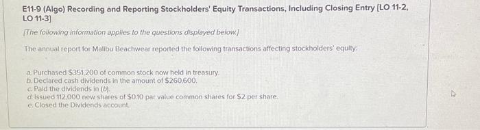  just number 3 please. use the same chart format please E11-9