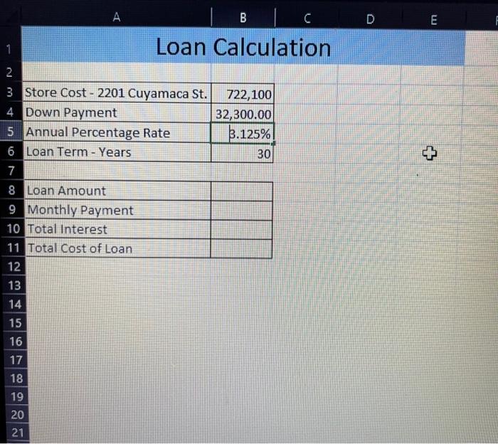 on excel. Need help with the formulas too please such as PMT.