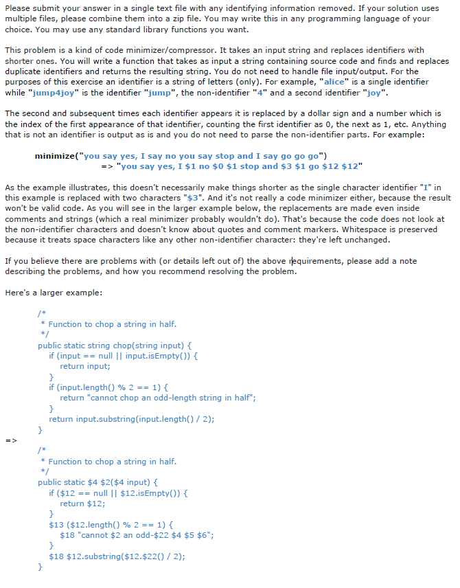 IN JAVA: Please submit your answer in a single text file with