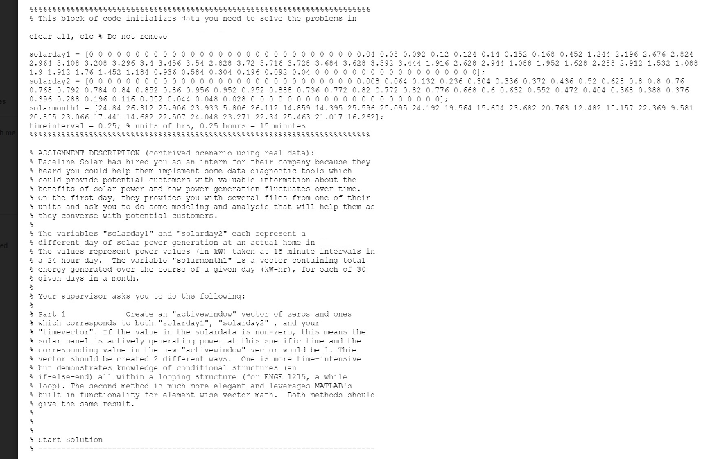 Please solve this using matlab code to solve part 1 this is