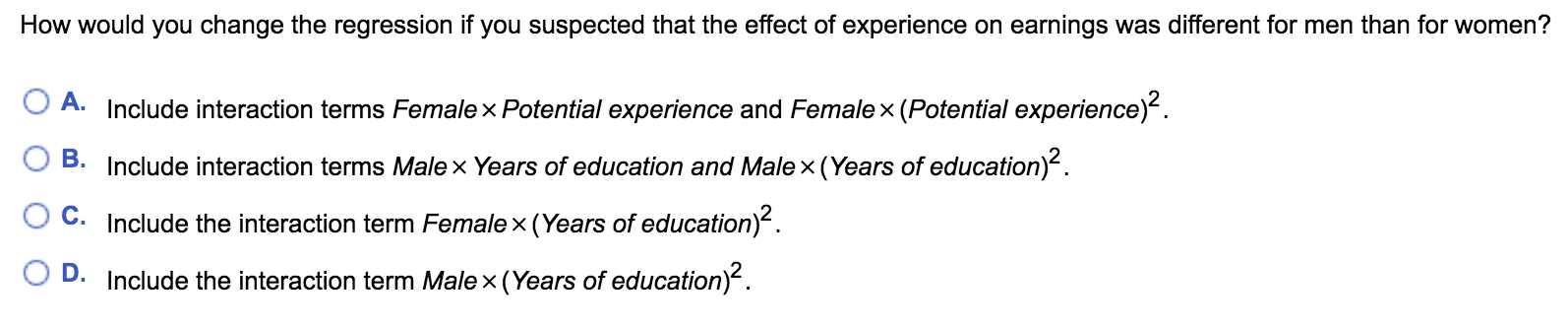 0.1050** (0.0009) -0.263** (0.004) 0.1001** (0.0011) (4) 0.1125** (0.0012) -0.451** (0.024) Female