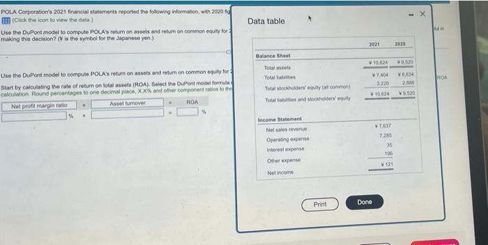 how do I get the net profit margin ratio & asset turnover?