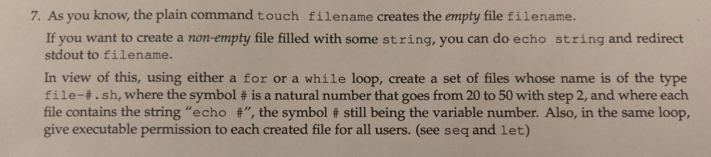  Write this in #!/bin/bash (Linux) 7. As you know, the plain