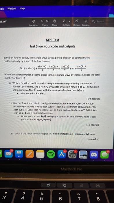 Python using numpy and matplotlib Based on Fourier series, a rectangle wave