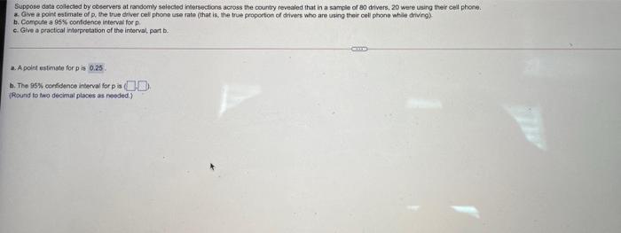  Suppose data collected by observers at randomly selected intersections across the