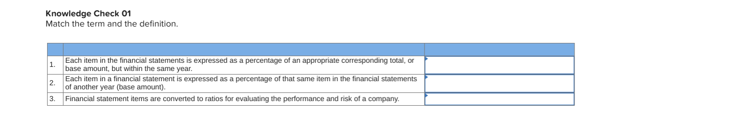 HELP! Match the term and the definition. Knowledge Check 01 Match the