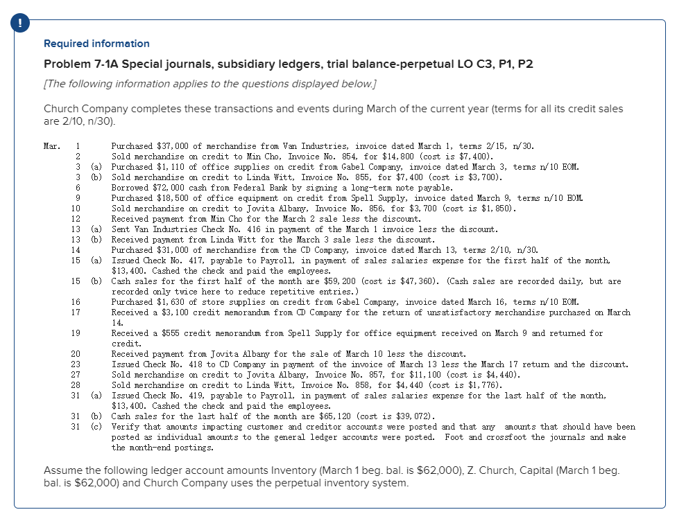 I don't know how to do my hw help pl????Problem 7-1A Special