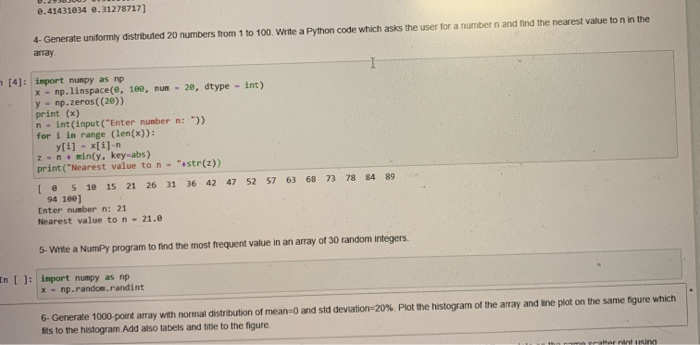  Please help with number 6 and only use the Python language.