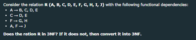 Consider the relation R (A, B, C, D, E, F, G,