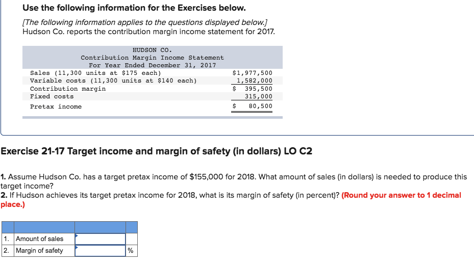 contribution margin income statement for 2017. HUDSON Co. Contribution Margin Income Statement