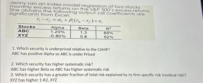 how they got this? Jenny ran an index model regression of two