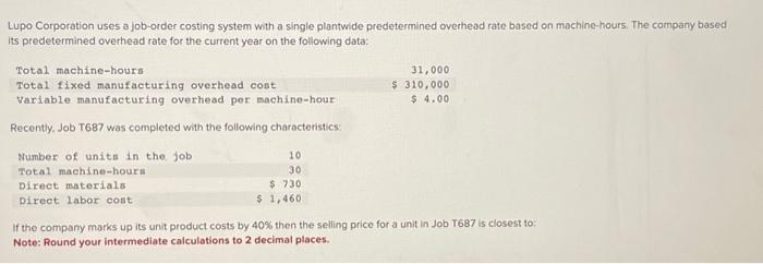 job cost sheet for this job. (Round your answer to 2 decimal