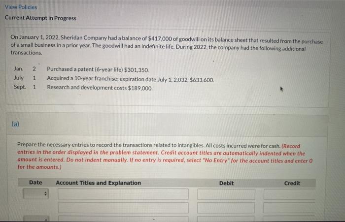  View Policies Current Attempt in Progress On January 1, 2022, Sheridan
