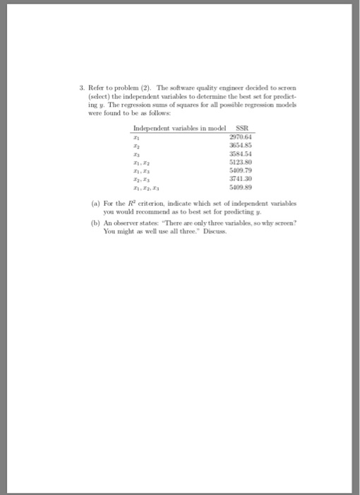  i need help with this 3. Refer to problem (2). The