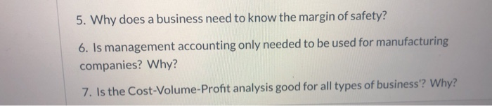  5. Why does a business need to know the margin of