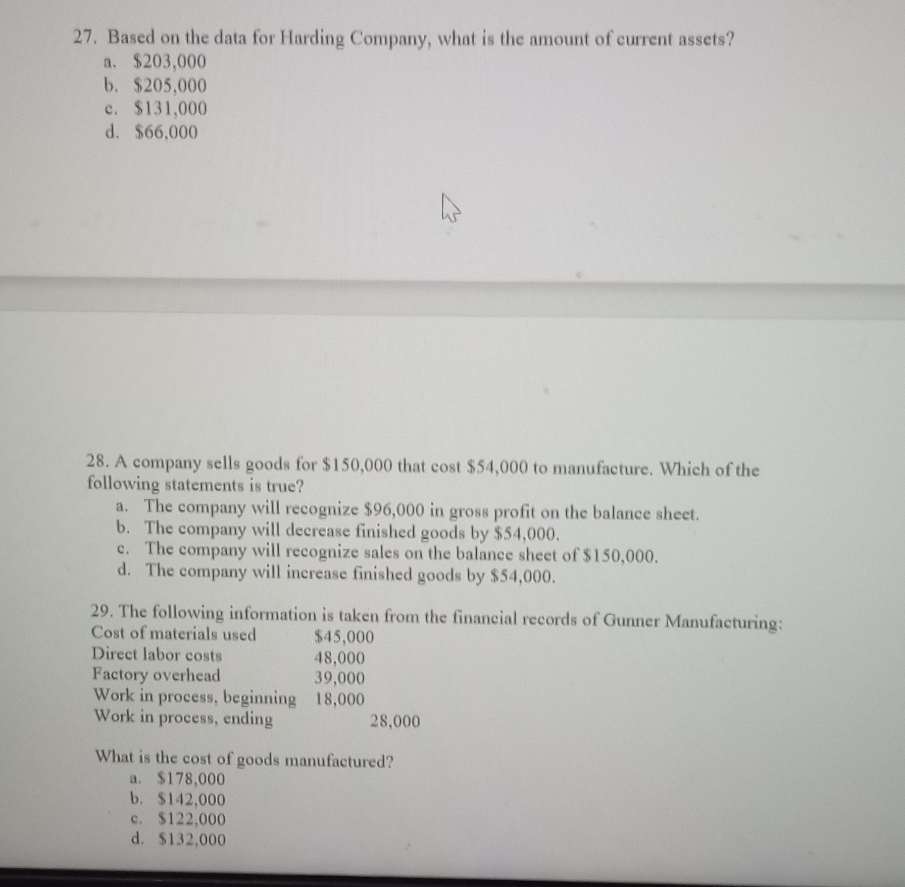 27. Based on the data for Harding Company, what is the