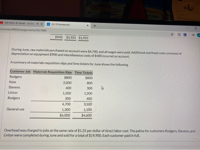 Homework m/courses/49804/assignments/5631886 Case Inc. is a construction company specializing in custom patios.