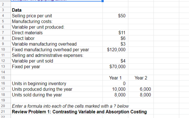 END ENDING INVENTORY: YEAR 1 Year 2 Units in beginning inventory