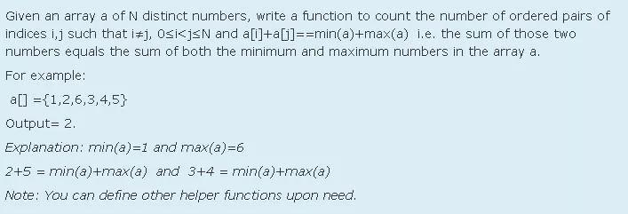 Given an array a of N distinct numbers, write a function