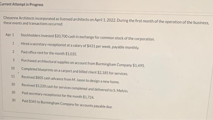  Current Attempt in Progress Cheyenne Architects incorporated as licensed architects on