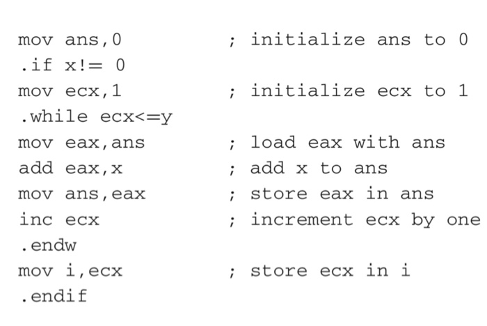 Assembly language Masm Code Please Code segment in Picture below Implement the