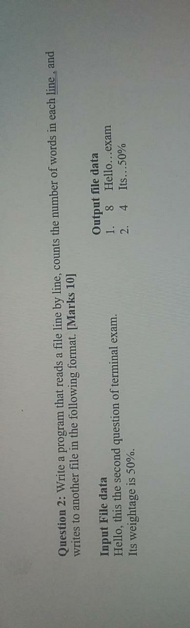  in java language(oop) Question 2: Write a program that reads a