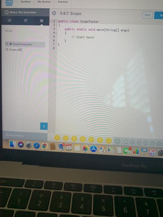 part using the given format, thank you. Exercise 5.8.7: Scope Spelets Let's