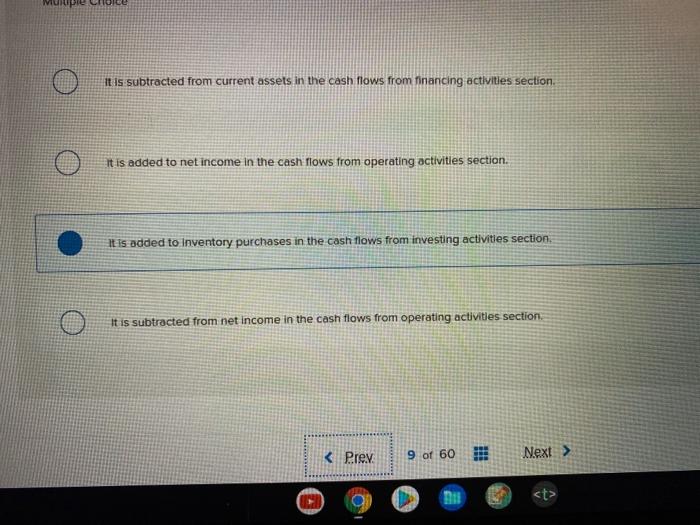 the operating activities section of the statement of cash flows, how is