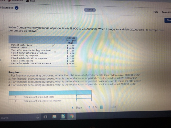  Powerpoint Excel 1-Exercises Saved Help Save & F Che Kubin Company's