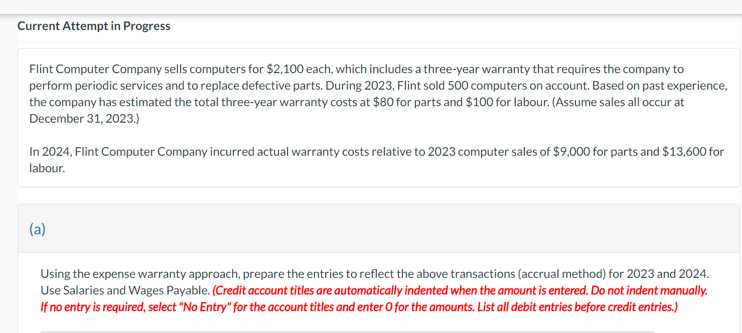  Flint Computer Company sells computers for $2,100 each, which includes a